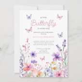 Wildflower Pink Butterfly Floral Baby shower Kaart (Voorkant)