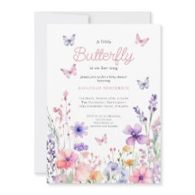 Wildflower Pink Butterfly Floral Baby shower