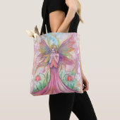 Wildflower Pink Fairy Fantasy Art Illustratie Tote Bag (Dichtbij)