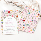 Wildflower Pink Girl Baby shower Uitnodiging
