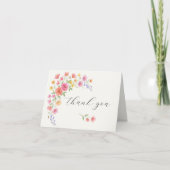 Wildflower Pink Orange Floral Wedding Bedankkaart (Voorkant)