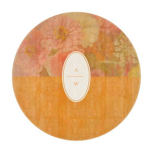  Wildflower Pink Poppy Monogram Snijplank (Voorkant)