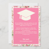 Wildflower Pink Striped Bows & Ribbons Graduation Aankondiging (Achterkant)