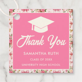 Wildflower Pink Striped Bows & Ribbons Graduation Bedankjes Labels