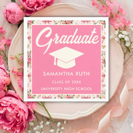 Wildflower Pink Striped Bows & Ribbons Graduation Servet