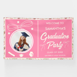 Wildflower Pink Striped Bows & Ribbons Graduation Spandoek