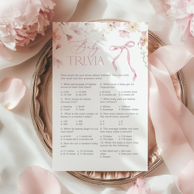 Wildflower Pink Whimsical Bow Baby Trivia (Creator heeft geüpload)