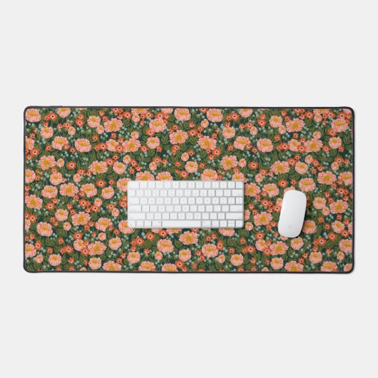 Wildflower pioenroos bloemen botanische bureau mat (Keyboard & Muis)