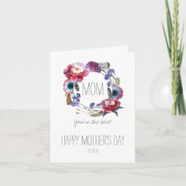 Wildflower pioenroos Bloemen met veren Moederdag Kaart