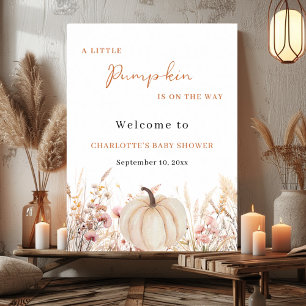 Wildflower pompoen baby shower welkom poster