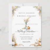 Wildflower Pompoen Herfst Foliage Bloemen Bruiloft Kaart (Voorkant)