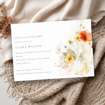 Wildflower Pompoen Waterverf Baby shower