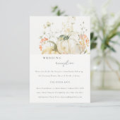 Wildflower Pompoen Waterverf bruiloft receptie Informatiekaartje (Staand voorkant)