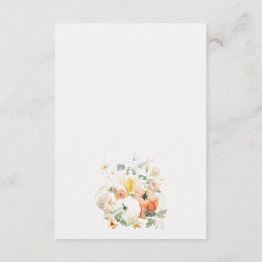 Wildflower Pompoen Waterverf bruiloft receptie Informatiekaartje (Achterkant)