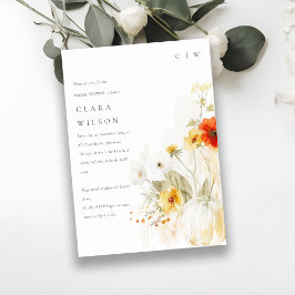 Wildflower Pompoen Waterverf Vrijgezellenfeest Kaart