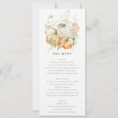 Wildflower Pompoen Waterverf Wedding Menu Kaart (Voorkant)