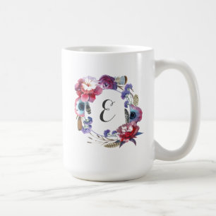 Wildflower Pony Floral met veren Monogram Koffiemok