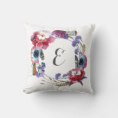 Wildflower Pony Floral met veren | Monogram Kussen (Voorkant)