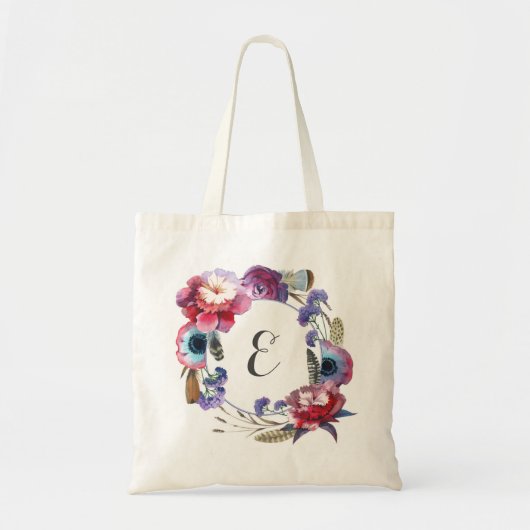 Wildflower Pony Floral met veren | Monogram Tote Bag (Voorkant)
