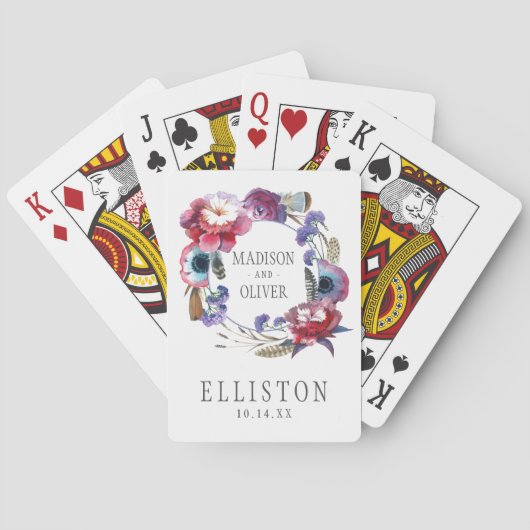 Wildflower Pony Floral met veren | Weddenschap Speelkaarten (Achterkant)