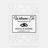 Wildflower postzegel bruiloft welkom acryl bord (Voorkant)