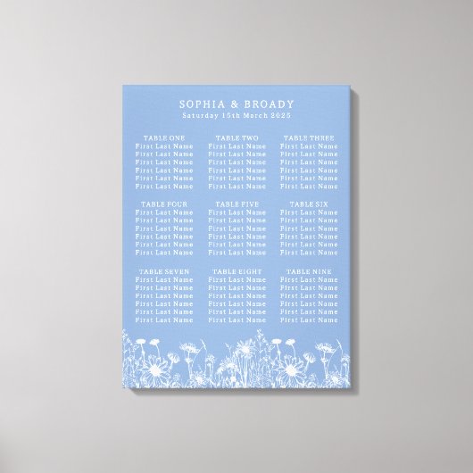 Wildflower Powder Blauwe Zitkaart Canvas Afdruk (Voorkant)