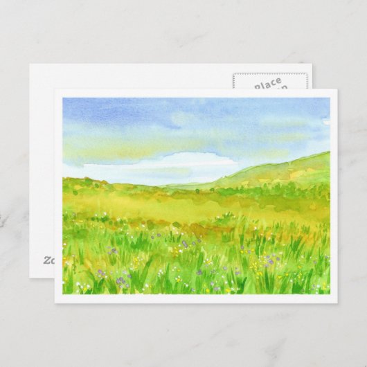 Wildflower Prairie Waterverf Schilderij Briefkaart (Voorkant / Achterkant)
