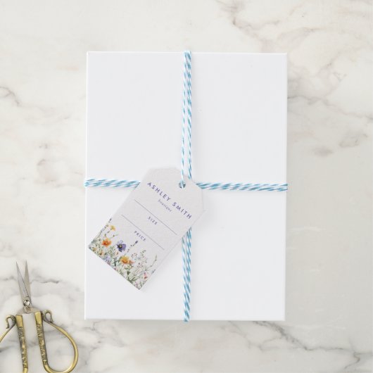 Wildflower Prijs Label Cadeaulabel (Met Touw)