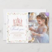 Wildflower Princess Castle 1st Birthday Photo Bedankkaart (Voorkant)