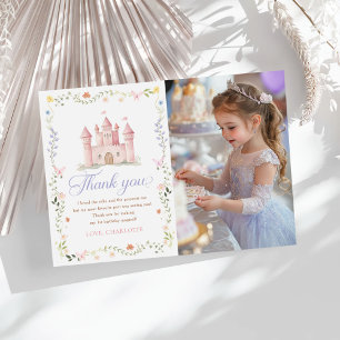 Wildflower Princess Kasteel 1e Verjaardag Foto Bedankkaart