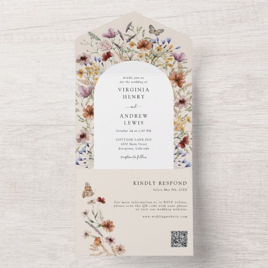 Wildflower QR-code All In One Uitnodiging (Binnen)