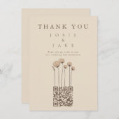 Wildflower QR-code bruiloft bedankkaart Kaart (Voorkant / Achterkant)