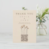 Wildflower QR-code bruiloft bedankkaart Kaart (Staand voorkant)