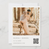 Wildflower QR Code Photo Boho Minimalist Wedding Kaart (Achterkant)