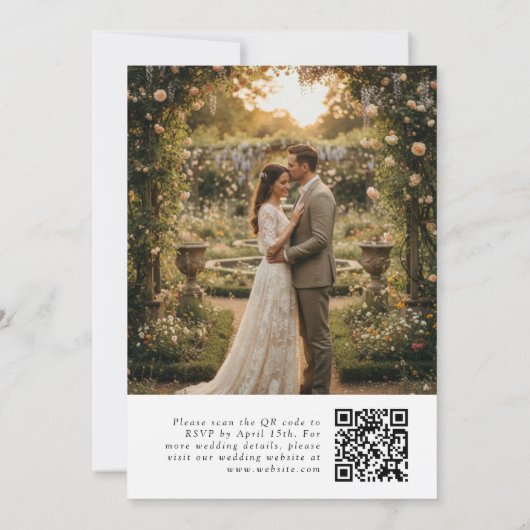 Wildflower QR Code Photo Wedding Invitation Kaart (Achterkant)