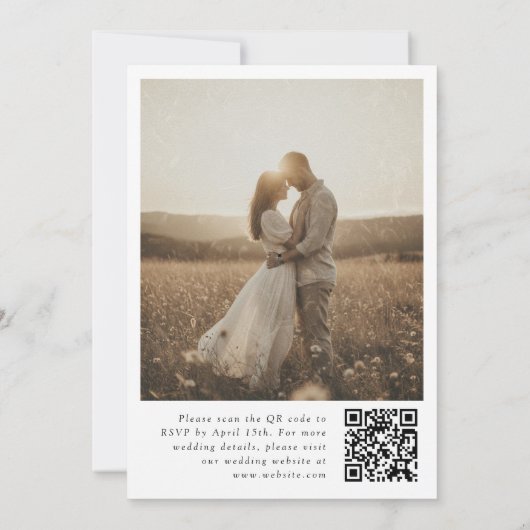 Wildflower QR Code Photo Wedding Invitation Kaart (Achterkant)