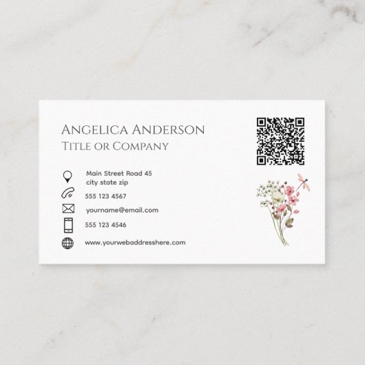 Wildflower QR code Visitekaartje (Achterkant)