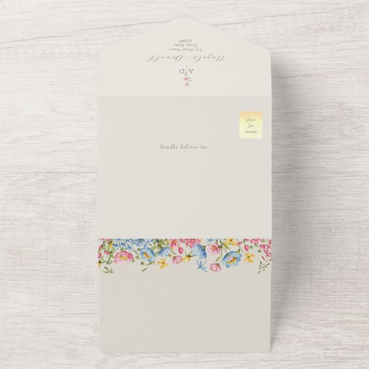 Wildflower QR Code Wedding All In One Uitnodiging (Buitenkant)