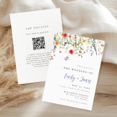 Wildflower QR Code Wedding Invitation Kaart
