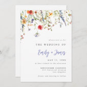 Wildflower QR Code Wedding Invitation Kaart (Voorkant / Achterkant)