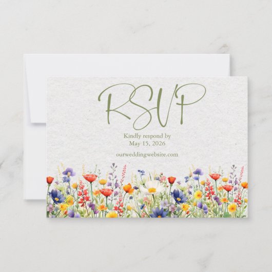 Wildflower QR Code Wedding RSVP Card (Voorkant)