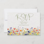 Wildflower QR Code Wedding RSVP Card Kaartje (Voorkant)