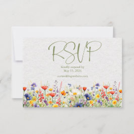 Wildflower QR Code Wedding RSVP Card Kaartje