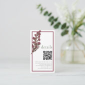  Wildflower QR Roze Bruiloft Details Informatiekaartje (Staand voorkant)