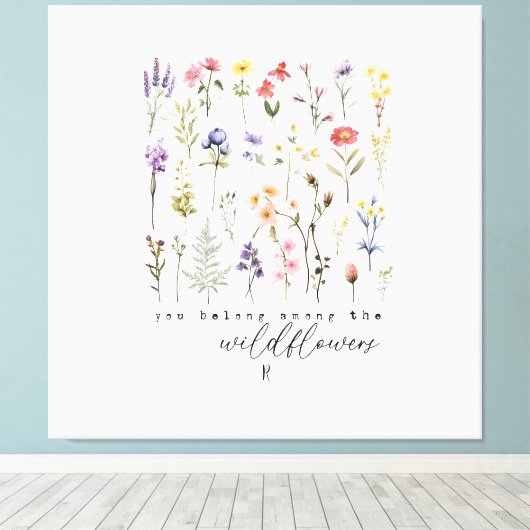 Wildflower Quote Sublimatie Waterverf Canvas Afdruk (Insitu (Houten vloer))