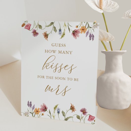 Wildflower raad hoeveel Kisses Bridal Game Reclamebord Met Voetstuk