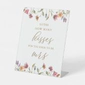 Wildflower raad hoeveel Kisses Bridal Game Reclamebord Met Voetstuk (Voorkant)