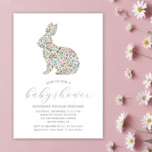 Wildflower Rabbit Baby shower Uitnodiging