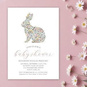 Wildflower Rabbit Baby shower Uitnodiging