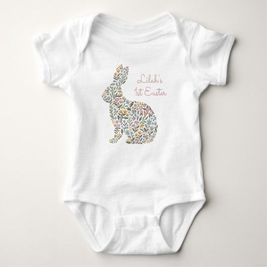  Wildflower Rabbit Eerste Paasnaam Romper (Voorkant)